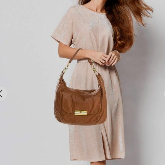 Coach # 16787 Kristin Soft British Tan Leather Hobo Bag
